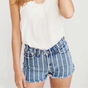 Abercrombie & Fitch Annie High Rise Shorts Denim Jean Cutoffs Striped Size 10